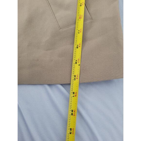 Lapis Boxy Cropped Collared Trench Coat Jacket Size L Tan Preppy Old Money - Picture 7 of 8